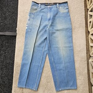 Rare Mens Baggy Y2K 48 Jeans With Dragon Side Stitch Classic Straight Fit sz 38